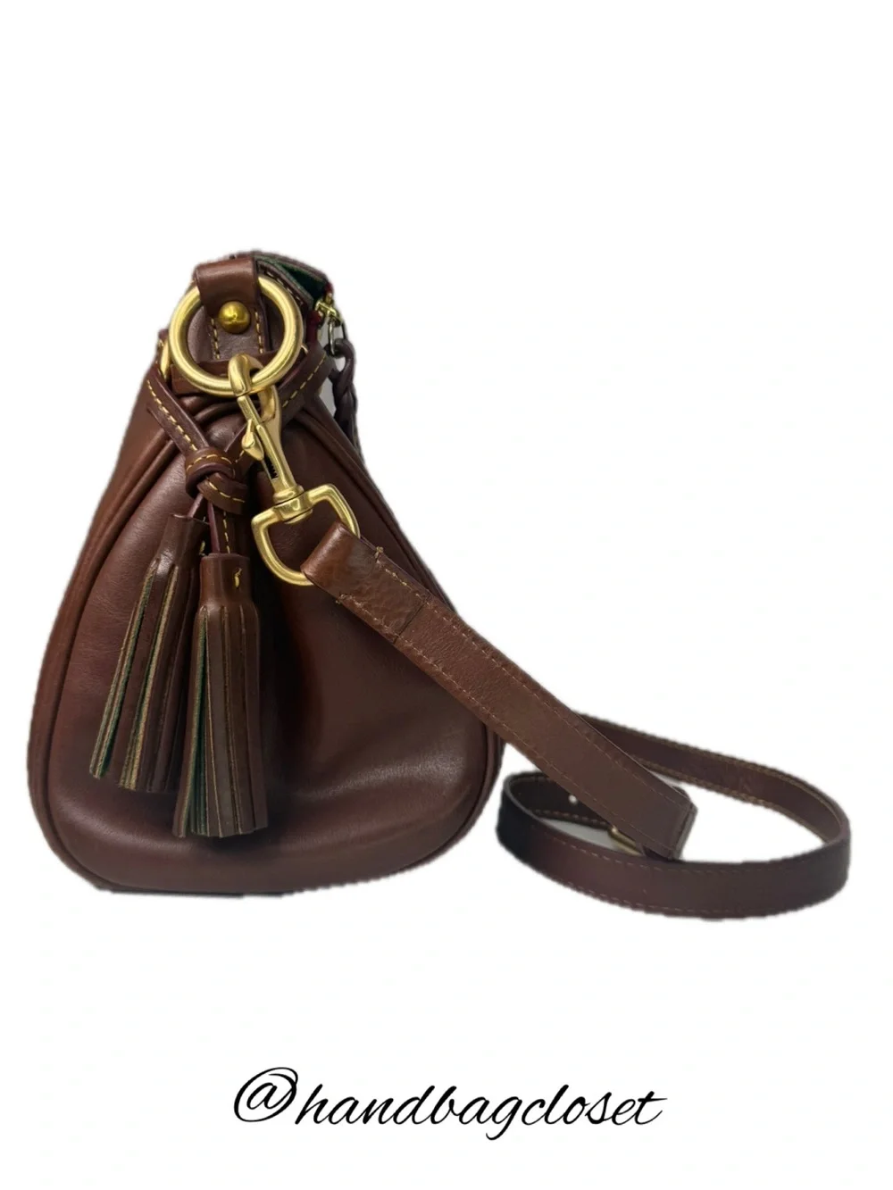 Dooney & Bourke DB Walnut Brown Florentine Leather Fold Over Crossbody Bag